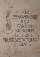 Gedenktafel - Erste Feuerbestattung in MÃ¼nchen