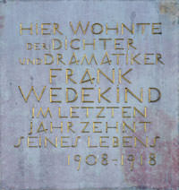 Gedenktafel Franz Wedekind - Gedenktafel Franz Wedekind (2011)